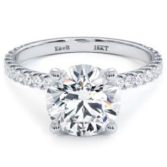 Round Center Petite Micropavé Diamond Engagement Ring Setting (0.33ctw) in 18k White Gold