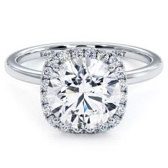 Cushion Halo With Round Center Petite Micropavé Diamond Engagement Ring Setting (0.22ctw) in 18k White Gold