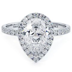 Pear Shape Halo Petite Micropavé Diamond Engagement Ring Setting (0.52ctw) in 18k White Gold