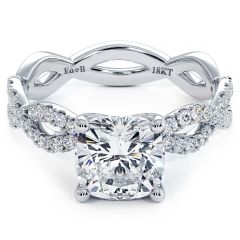 Cushion Cut Infinity Shank Micropavé Diamond Engagement Ring Setting (0.40ctw) in 18k White Gold