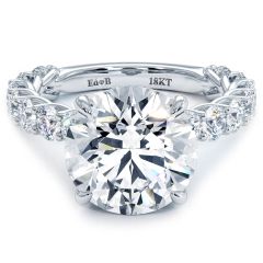 Round Hidden Halo Diamond Engagement Ring Setting (1.80ctw) in 18k White Gold