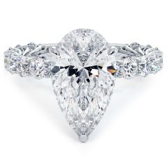 Pear Shape Hidden Halo Diamond Engagement Ring Setting (1.67ctw) in 18k White Gold